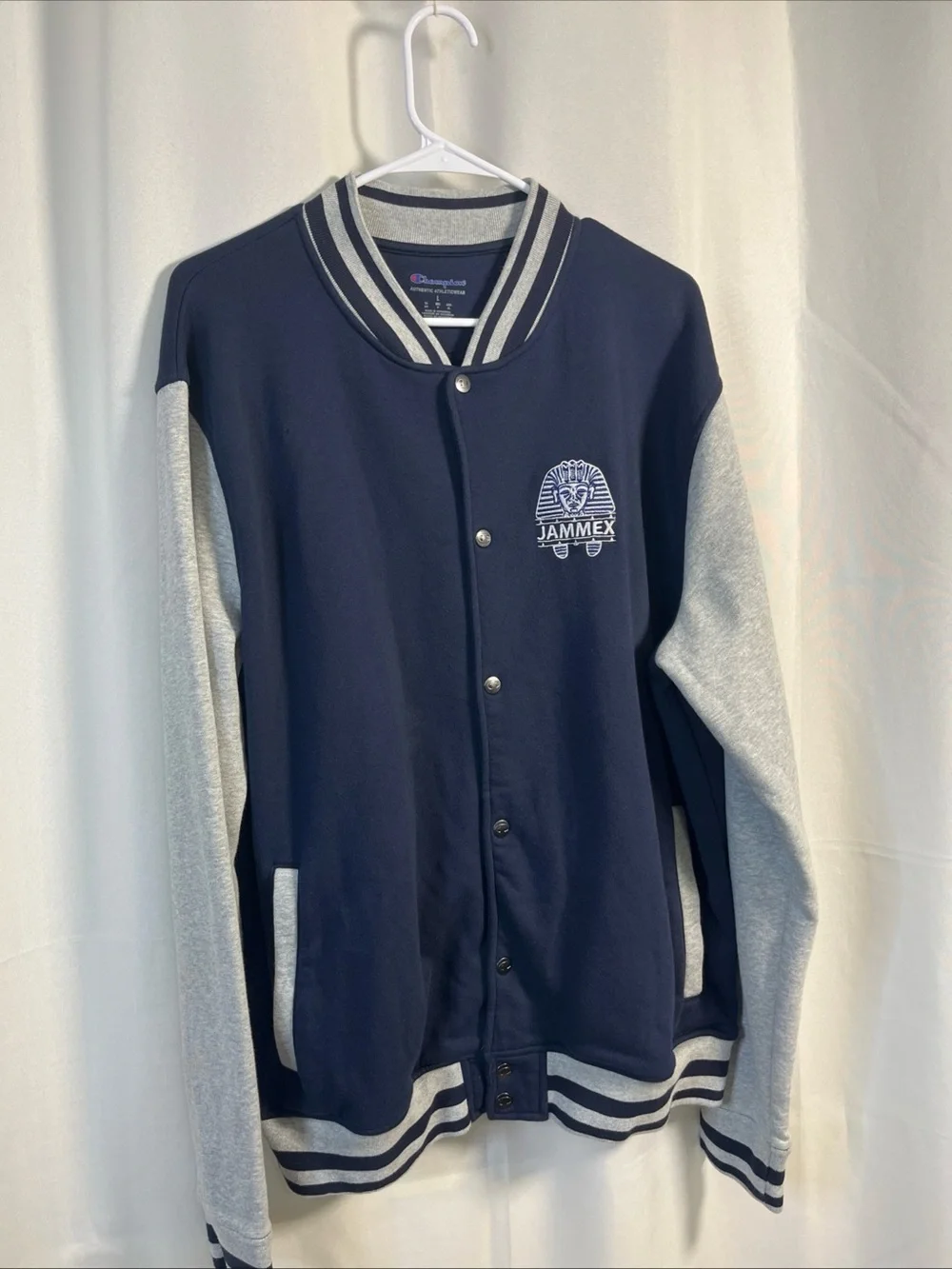 Champion Authentic ActiveWear Jammex Navy Blue Gray jacket Large